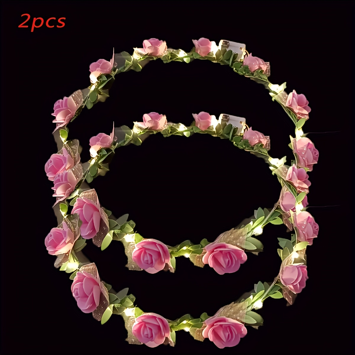 2 led light up flower crown headbands
