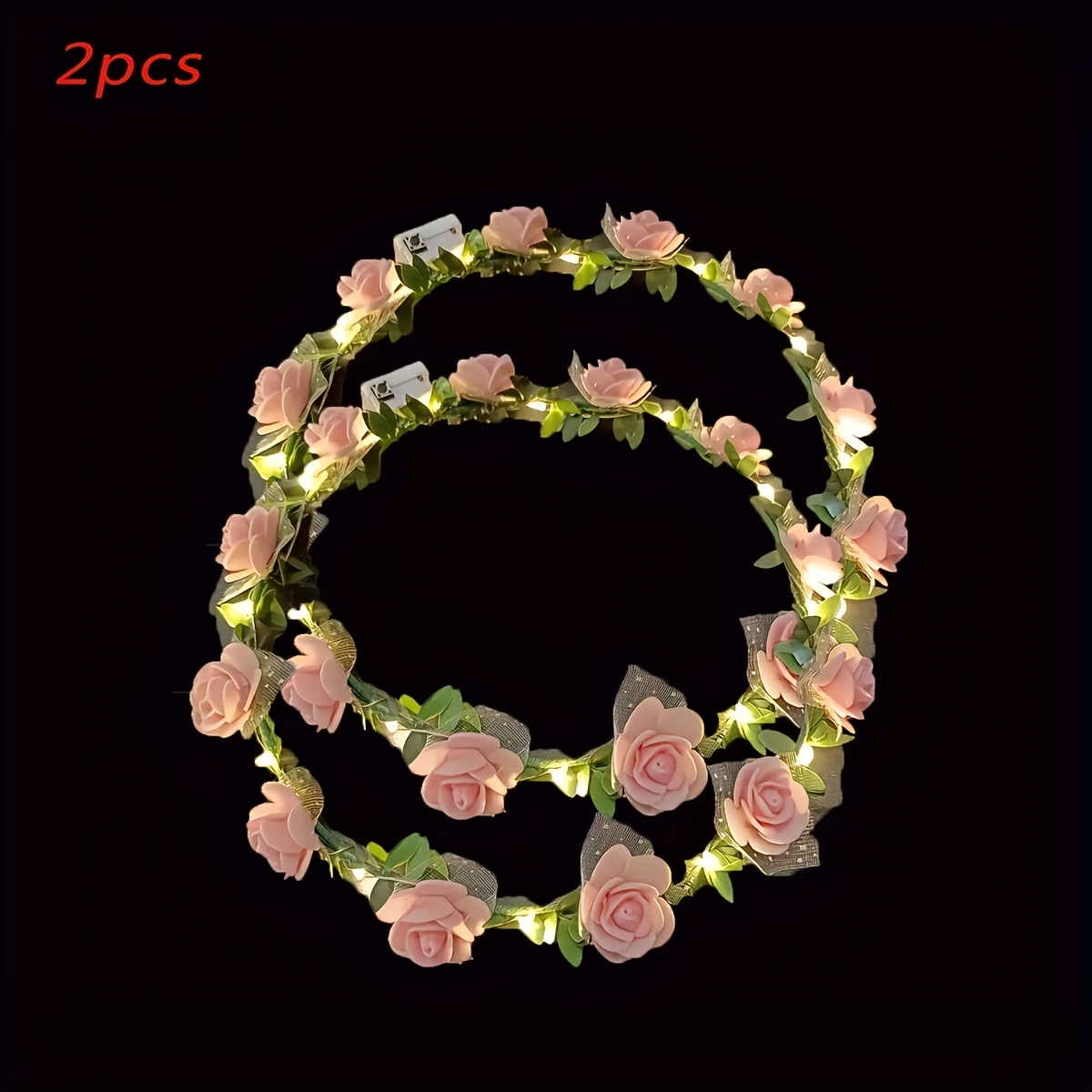 2 led light up flower crown headbands