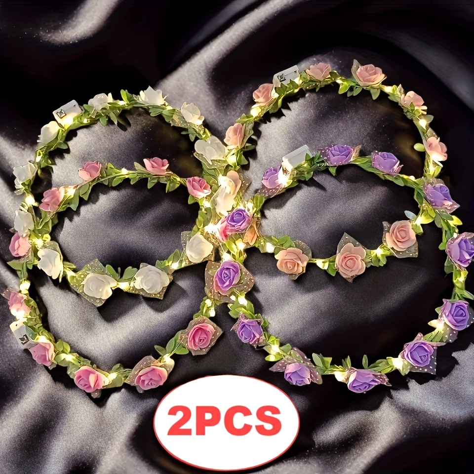 2 led light up flower crown headbands