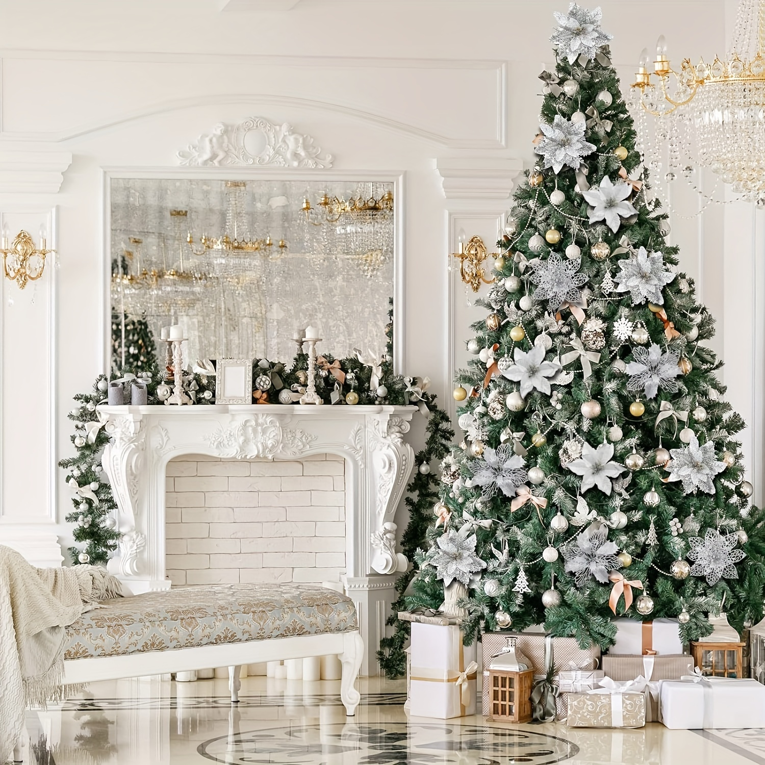 christmas tree and wreath decorations