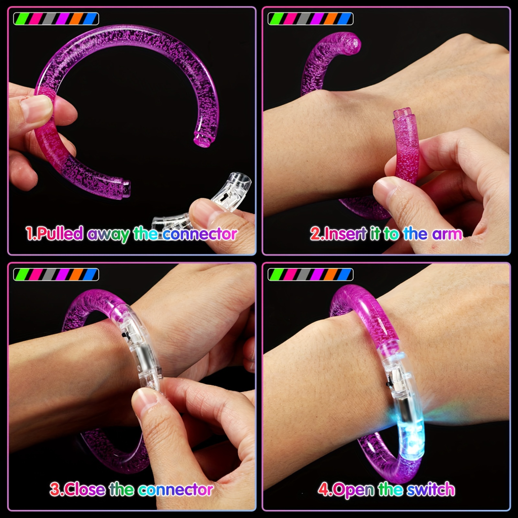 100 glow sticks, luminous bracelets, 6 color led bracelets, flashing light bracelet set